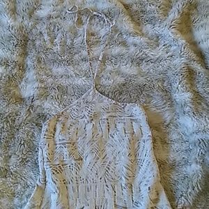 Vanessa virginia tan embroidered halter top xs